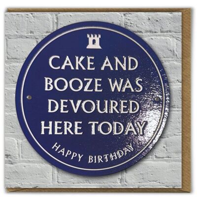 Carte d'anniversaire drôle - Gâteau et boissons alcoolisées