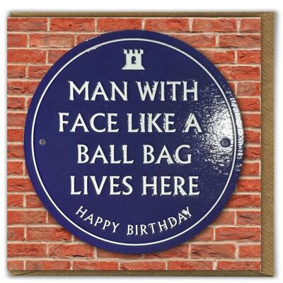 Rude Birthday Card - Ball Bag Face