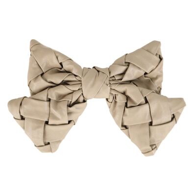 Woven Bow Clip in Beige