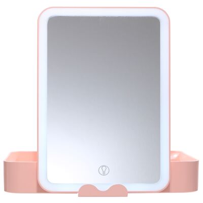 BELLE - trousse de beauté avec miroir LED - rose