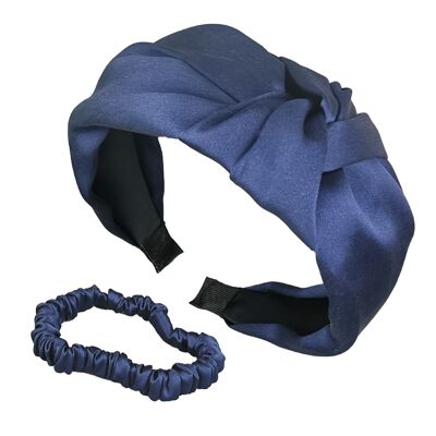 DELICAT & DOUX - Set fascia per capelli e elastico S - blu