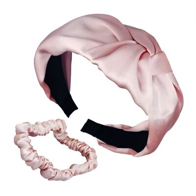 DELICAT & DOUX - Set fascia per capelli e elastico S - rosa