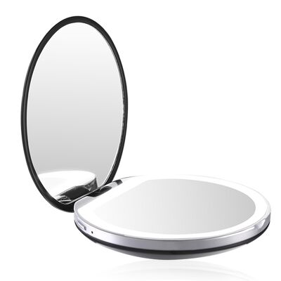 MAQUILLAGE - Miroir de poche avec éclairage LED dimmable (USB) - noir