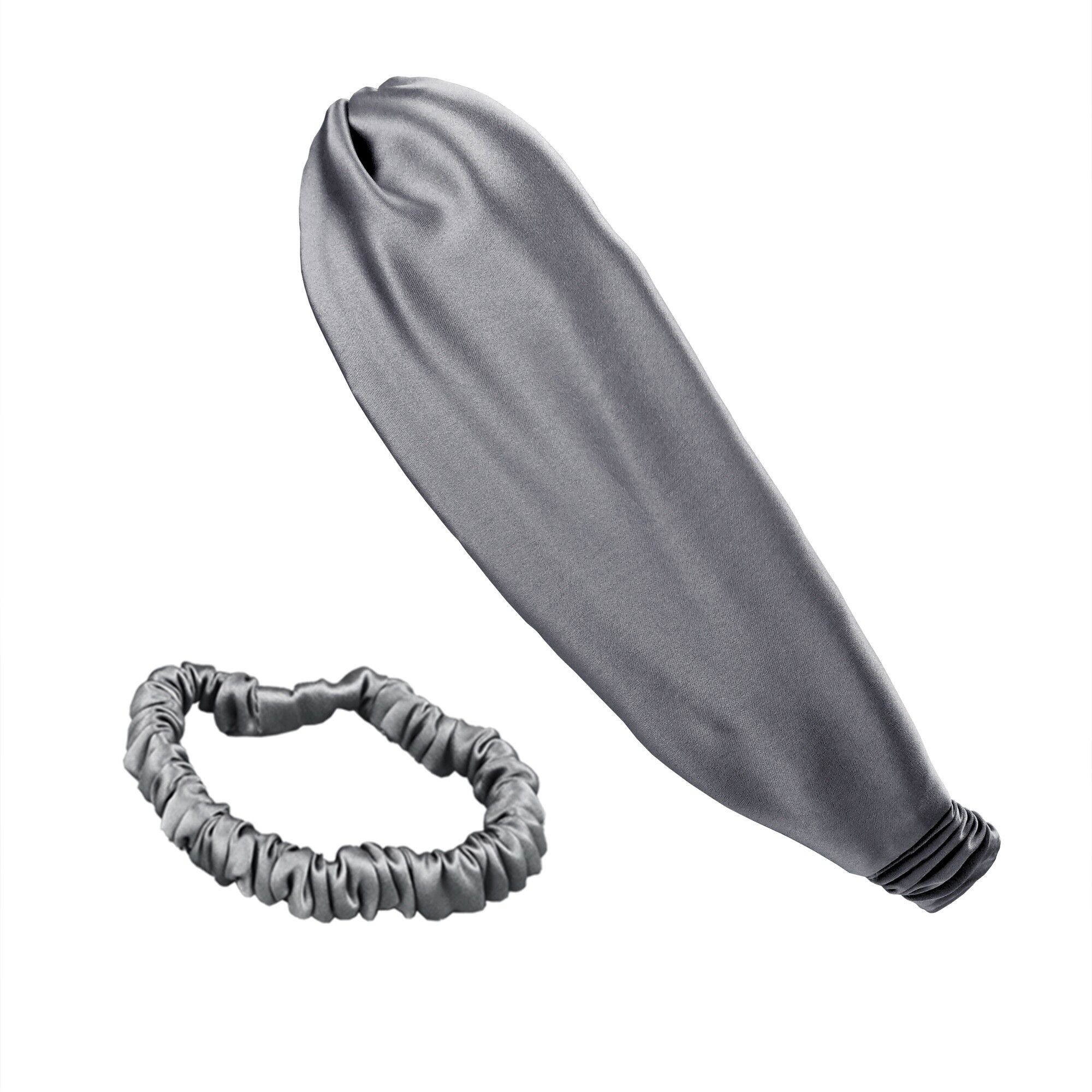 SOYEUX & DOUX - Set fascia per capelli e elastico S - grigio