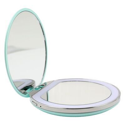 MAQUILLAGE - pocket mirror with dimmable LED lighting (USB) - turquoise