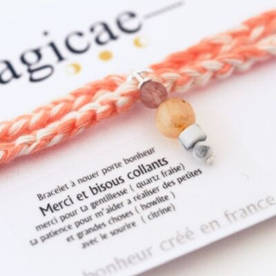 Bracciale portafortuna da annodare GRAZIE E BACI STICKY regalo di fine anno