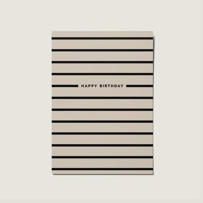 Happy Birthday Minimal Lines Nordic Card - Hamptons Series