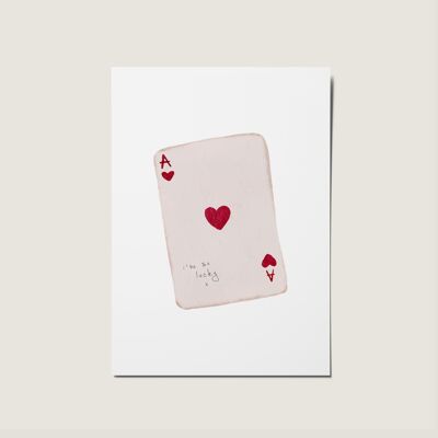 Ich habe so viel Glück, Spielkarte, Ace-Herz-Karte