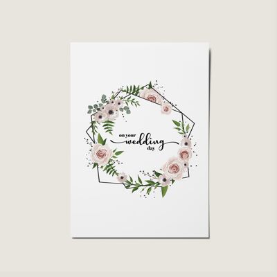 Tarjeta Floral para recién casados ​​el día de su boda