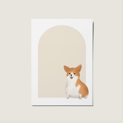 Biglietto senza occasione illustrato con cane Corgi