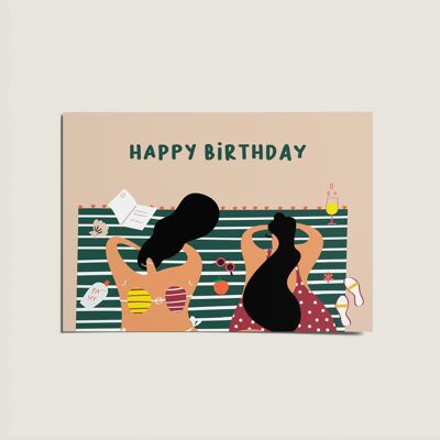 Carte Joyeux anniversaire de la serviette de plage