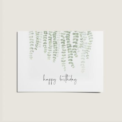 Tarjeta de feliz cumpleaños de eucalipto