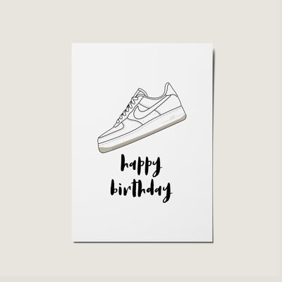 Tarjeta ilustrada de zapatillas de feliz cumpleaños