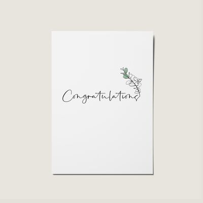 Carte minimale florale de félicitations d'eucalyptus