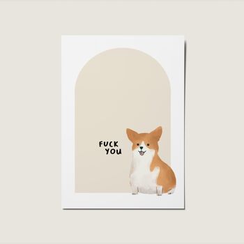 Carte Fuck You, Corgi Rude Adult Joyeux anniversaire, sans occasion 1