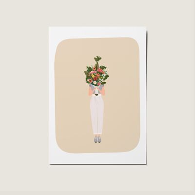 Donne che tengono bouquet floreale Nessuna carta di illustrazione di occasione