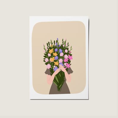 Carte d'illustration de grand bouquet floral sans occasion