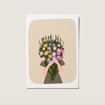 Tarjeta con ilustración de ramo floral grande sin ocasión