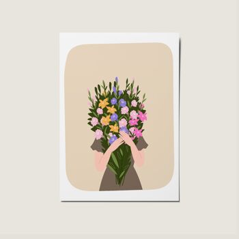 Carte d'illustration de grand bouquet floral sans occasion 1
