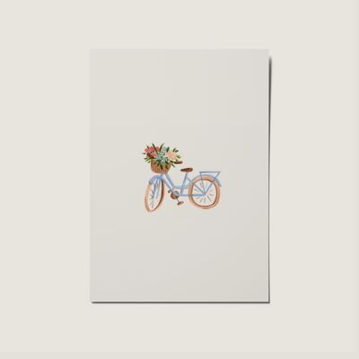 Tarjeta Bicicleta Acuarela con Flores Sin Ocasión Mínima Simple