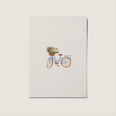 Bici ad acquerello con fiori Nessuna occasione Minimal Simple Card