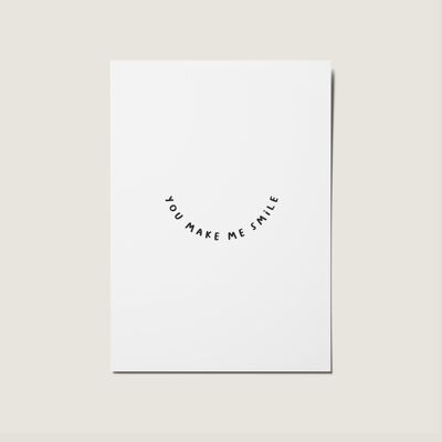 Tu me fais sourire, je t'aime carte minimale