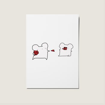 Carte de coeur illustrée de dessin animé de bogues d'amour 1