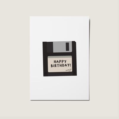 Diskette alles Gute zum Geburtstag Vintage 90er Retro-Karte