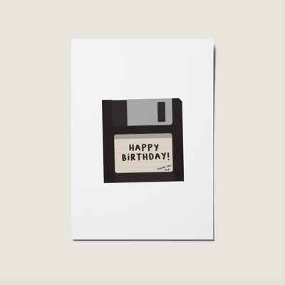 Floppy disk buon compleanno vintage anni ' 90 carta retrò
