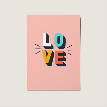Love Fun rétro carte illustrée colorée audacieuse 1