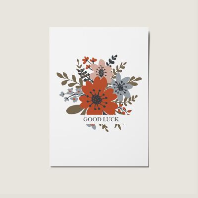 Tarjeta de ramo mínimo ilustrado floral de buena suerte
