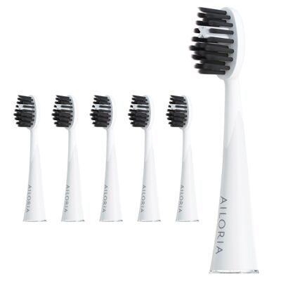 SHINE BRIGHT - Lot de 6 têtes de brosse de rechange charbon - blanc