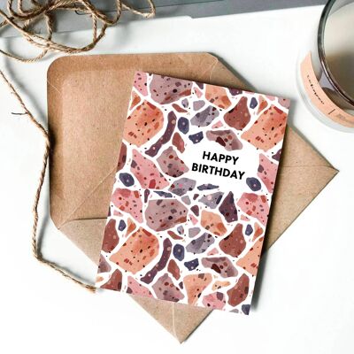 Happy Birthday Terrazzo Watercolour Illustrated Card