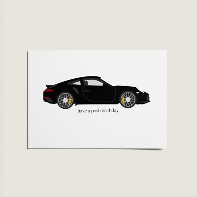 Carte Porsche de voiture de joyeux anniversaire chic