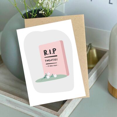 RIP Twenties Happy Birthday Fun Rude Humour Illustrated Card