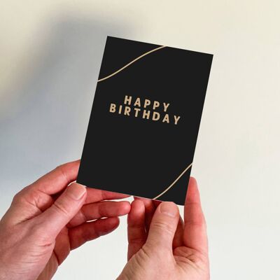 Happy Birthday Dark Lines Abstract Minimal Card