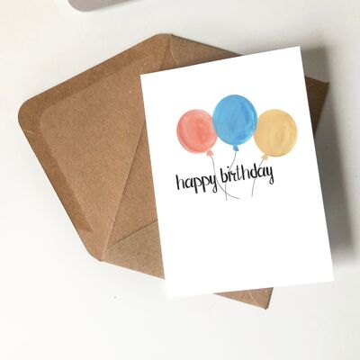 Alles Gute zum Geburtstag-Ballon-bunte Minimalkarte