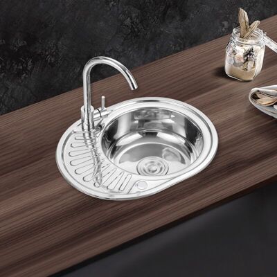 Fregadero de cocina empotrado grande de acero inoxidable Livingandhome