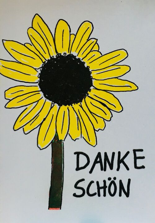 Karte Blume Dankeschön Gelb