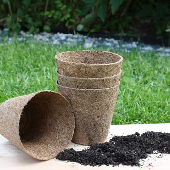 Pots de semis en fibre de coco certifiés biologiques caoutchoutés 3