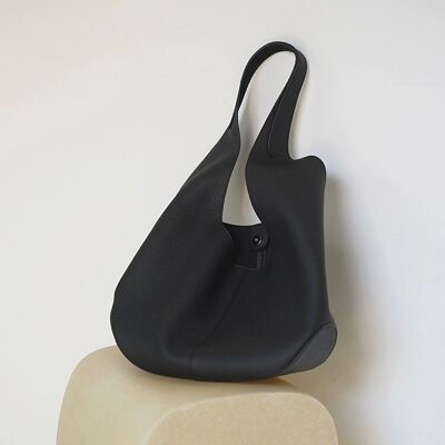 Genuine Leather Minimalism Style Shoulder Tote Bag