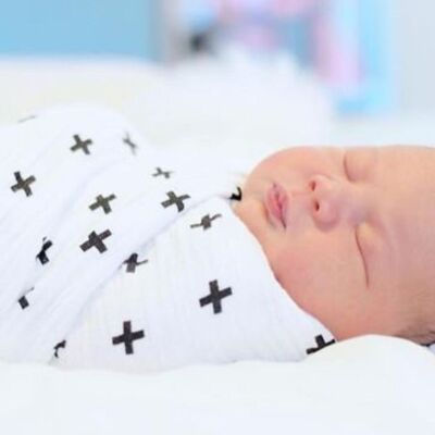 Musselin-Wickeldecke für Babys – Schwarz und Weiß, sensorisch