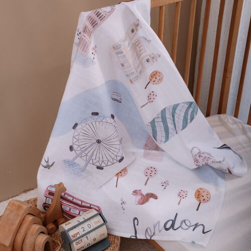 Baby Muslin Swaddle Blanket X-Large - London