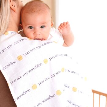 Couverture pour bébé en mousseline - Tu es mon rayon de soleil 5