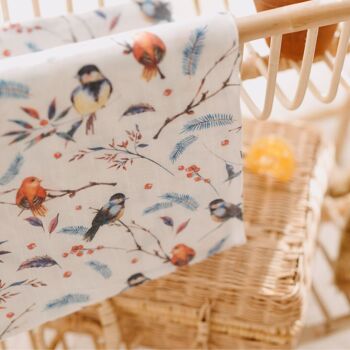 Couverture pour bébé en mousseline d'emmaillotage Robin Birds 2