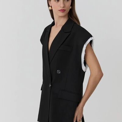 Schwarze Jacke mit detailliertem Rückenausschnitt – NIA