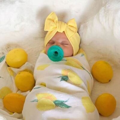 Couverture pour bébé en mousseline - Citron