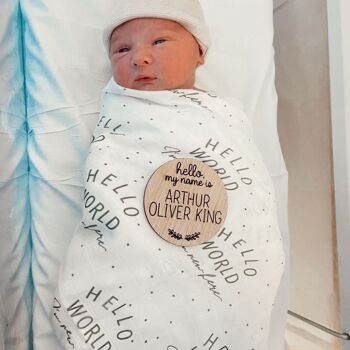 Couverture d'emmaillotage en mousseline pour bébé - Hello World - Collection Signature - 120x120cm 2