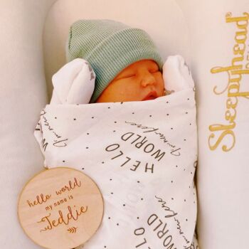 Couverture d'emmaillotage en mousseline pour bébé - Hello World - Collection Signature - 120x120cm 3