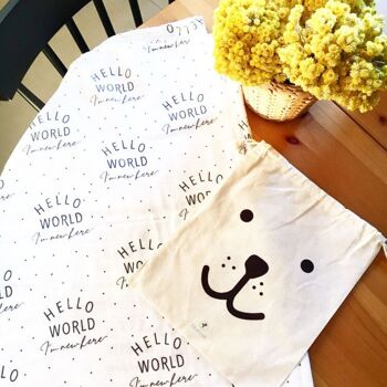 Couverture d'emmaillotage en mousseline pour bébé - Hello World - Collection Signature - 120x120cm 7